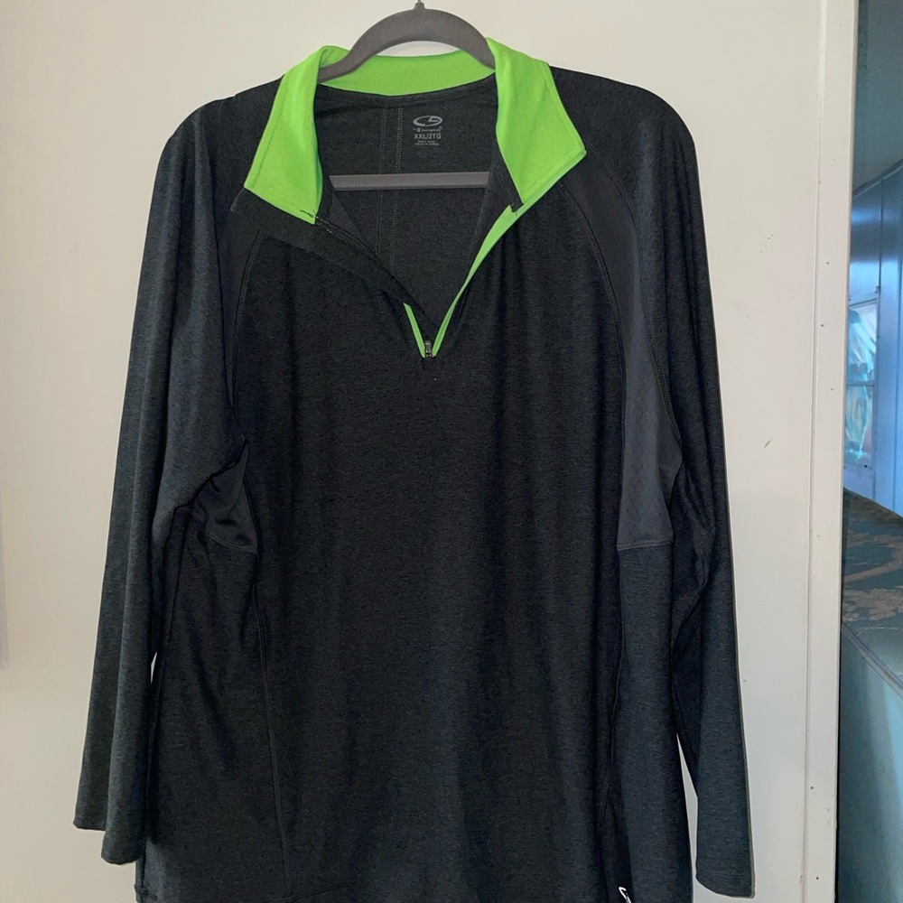Dark grey long sleeve quarter zip active wear shirt